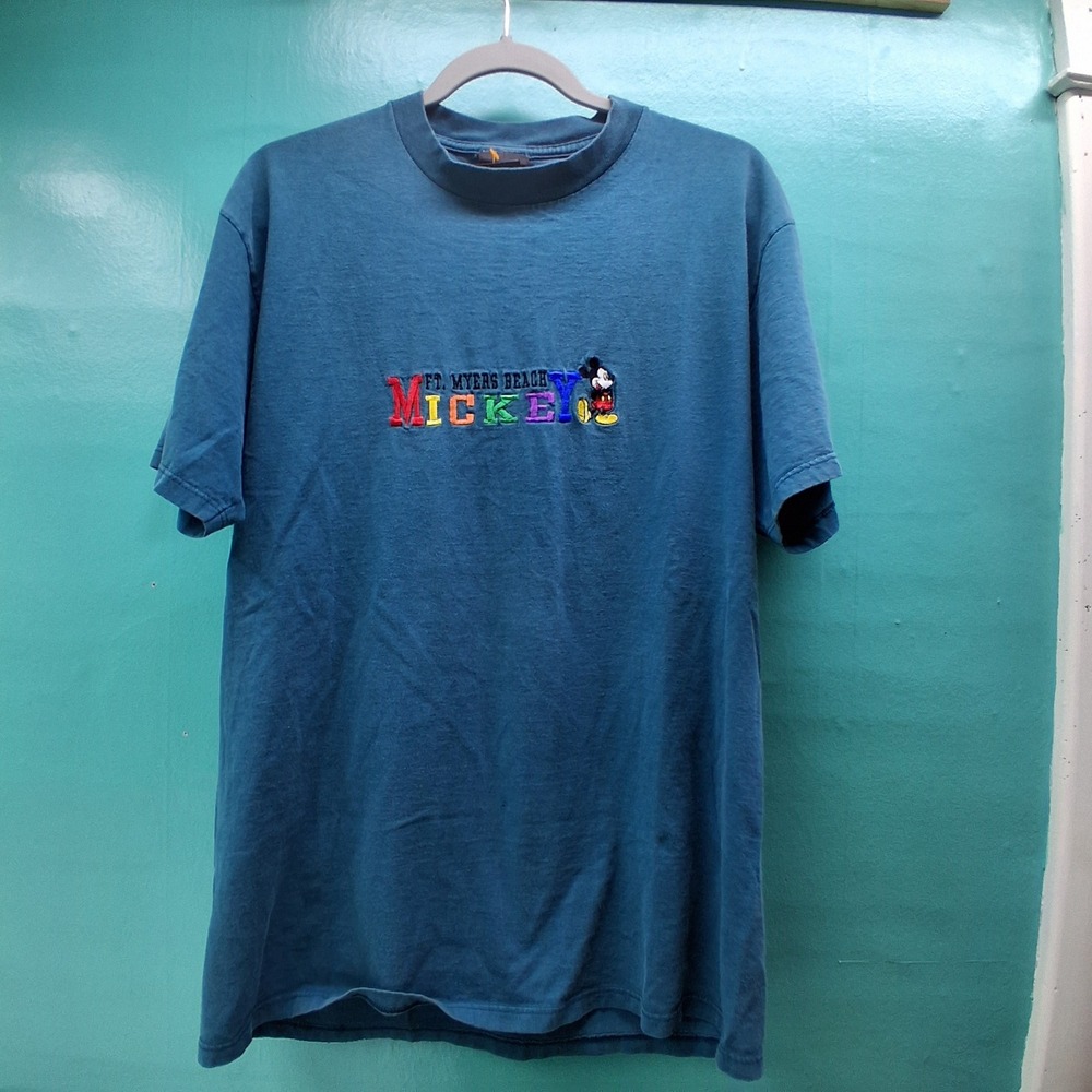 Mickey Unlimited T-Shirt XL Teal Ft. Myers Beach Disney Vintage 90s USA Made